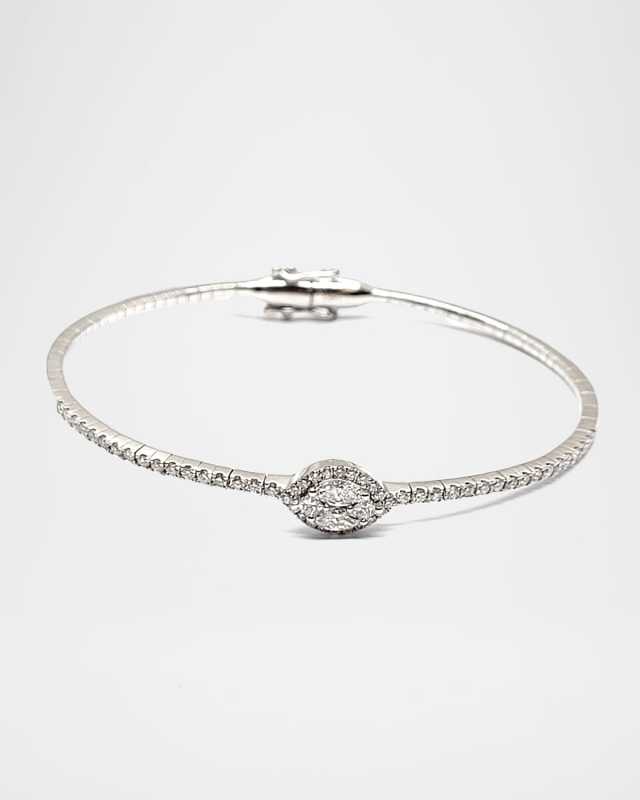 18K White Gold Diamond Bangle, 0.92tcw